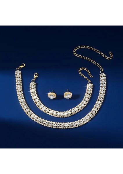 Luxury Necklace Kulak Bracelet Kadınlar Evlilikleri Küçük Mücevher Setleri Kristal Necklace (Yurt Dışından) modelleri