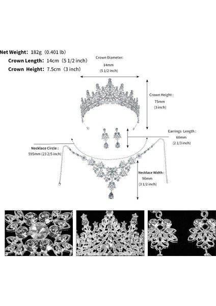 Renk Kristal Water Drop Bridal Jewelry Sets Rhinestone Tiaras Crown Necklace Earrings Wedding Dubai Jewelry Set (Yurt Dışından) modelleri