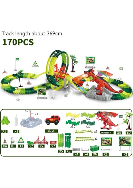 Sprey Ses ve Işık Dinozor Parça Araba Montajı 360 Dönen Parça Oyuncak ARABA-170 (Yurt Dışından)