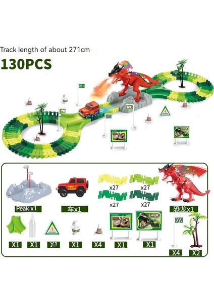 Sprey Ses ve Işık Dinozor Parça Araba Montajı 360 Dönen Parça Oyuncak ARABA-130 (Yurt Dışından)
