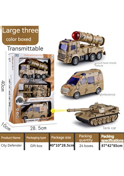 3-6 Yaş Arası Büyük Çocuk Oyuncakları, Atalet Arabası, Helikopter ve Tank Hediye Kutusu - 3 Adet (Yurt Dışından)