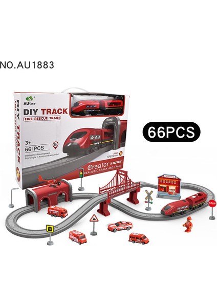 Dıy Raylı Araba Bulmaca Montaj Yapı Taşı Parça Manyetik Tren Tema Seti- 66PCS Ateş Pisti (Yurt Dışından)