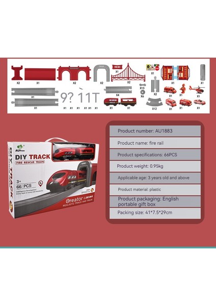 Dıy Raylı Araba Bulmaca Montaj Yapı Taşı Parça Manyetik Tren Tema Seti- 66PCS Ateş Pisti (Yurt Dışından) fiyatları