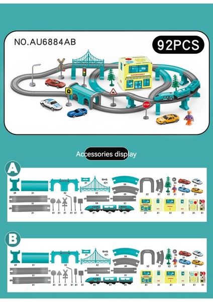 Dıy Demiryolu Araba Bulmaca Monte Yapı Taşı Parça Manyetik Tren Tema SETI-92PCS Kentsel Parça (Yurt Dışından)