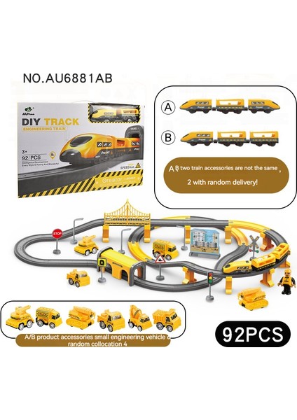 Dıy Demiryolu Araba Bulmaca Monte Yapı Taşı Parça Manyetik Tren Tema SETI-92PCS Mühendislik Parça (Yurt Dışından)