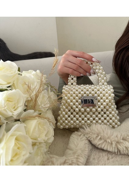 Xdearjulia Mini Pearly Bag Özel Üretim %100 El Işçiliğiyle Hazırlanmış Kadın Şık Party Çanta