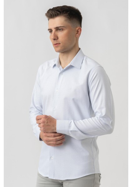 Aigle G17460 Regular Fit Armürlü Pamuklu Gömlek Mavi