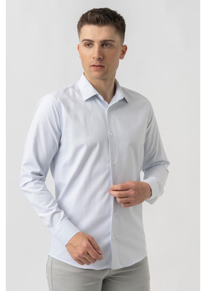 Aigle G17460 Regular Fit Armürlü Pamuklu Gömlek Mavi