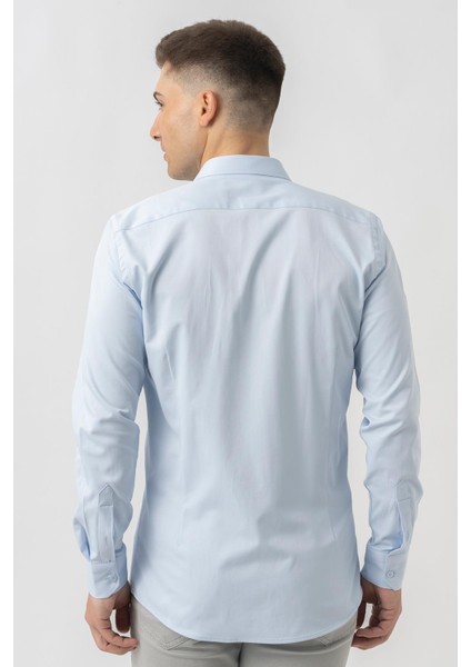 Aarberg G2424 Regular Fit Pamuklu Likralı Gömlek Buz Mavisi