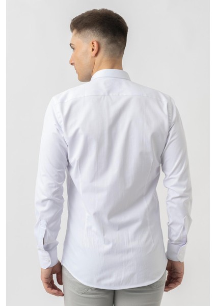 Aarberg G2424 Regular Fit Pamuklu Likralı Gömlek Beyaz