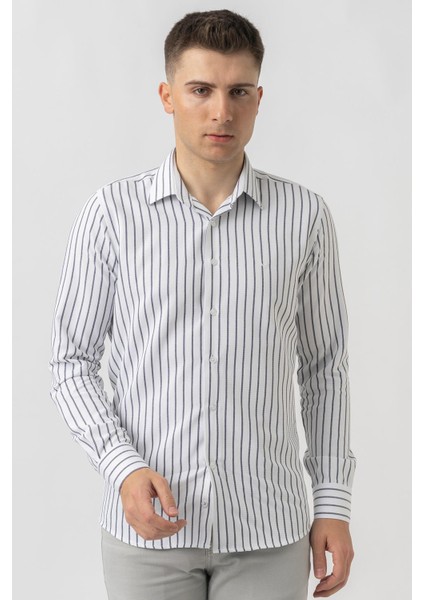 Agno G17384 Regular Fit Armürlü Pamuklu Gömlek Laci