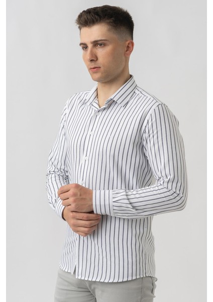 Agno G17384 Regular Fit Armürlü Pamuklu Gömlek Laci