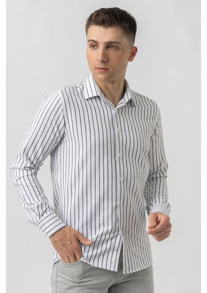 Agno G17384 Regular Fit Armürlü Pamuklu Gömlek Laci