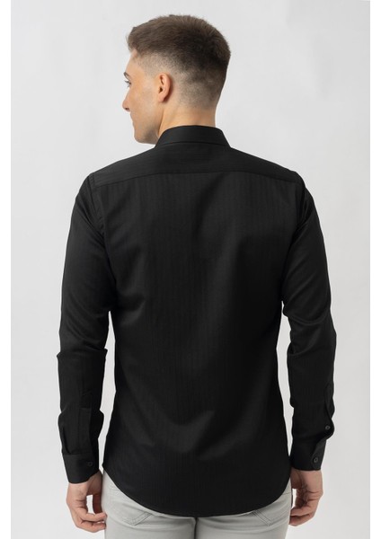 Adliswil G9501 Regular Fit Armürlü Pamuklu Gömlek Siyah fırsatları