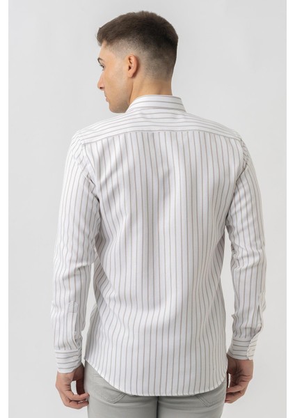 Agno G17384 Regular Fit Armürlü Pamuklu Gömlek Bej fırsatları