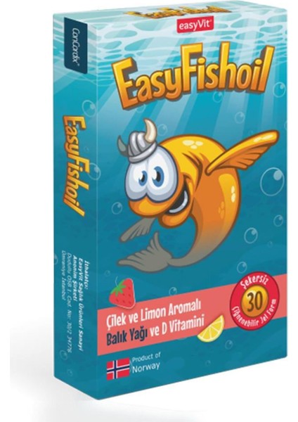 EasyFishoil Omega 3 30 Çiğnenebilir Jel Tablet - Çilek ve Limon Aromalı