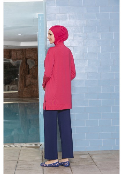 Kadın Tesettür Pembe Cepli Uzun Kollu Tam Kapalı Taytlı Likralı Elbise Mayo HZL24S-AR1254-15 fiyatları