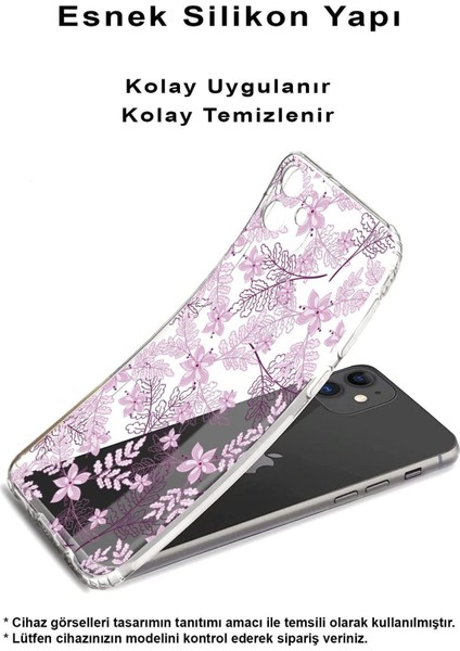 Huawei Mate 30 Lite Kamera Korumalı Kapak Floral Pudra Tasarımlı Şeffaf Kılıf fiyatları