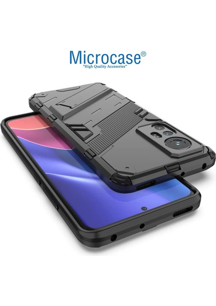 Xiaomi Redmi Note 12S 4g Matrix Serisi Armor Standlı Perfect Koruma Kılıf - Siyah AL3416 modelleri