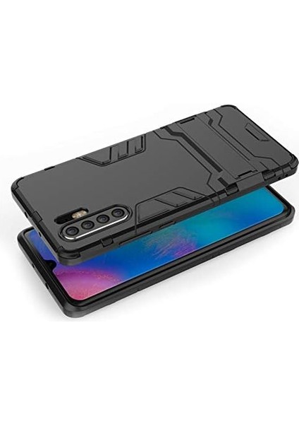 Huawei P30 Pro Alfa Serisi Armor Standlı Kılıf - Siyah