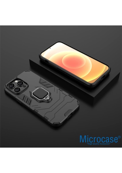 Apple iPhone 14 Pro Max Batman Serisi Yüzük Standlı Armor Kılıf - Siyah