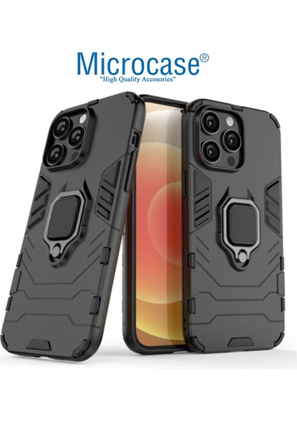 Apple iPhone 14 Pro Max Batman Serisi Yüzük Standlı Armor Kılıf - Siyah