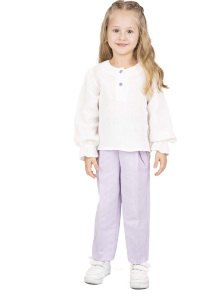 Kız Çocuk Düğmeli Bluz