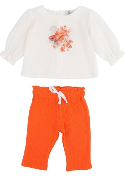 Kız Bebek 2'li Pantolon-Bluz Takım