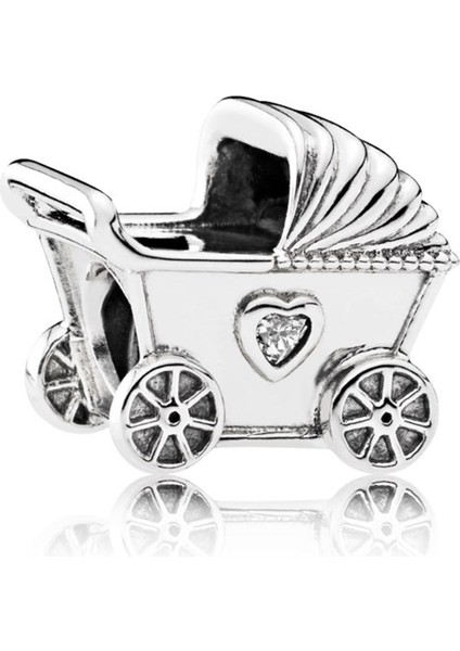 Bebek Arabası Model Gümüş Charm