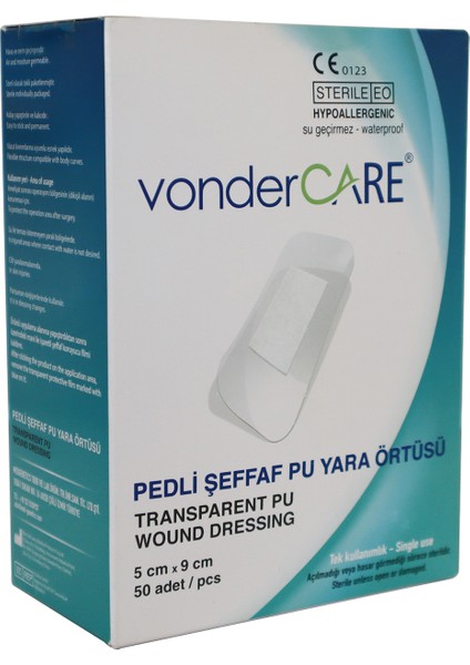 Vonder Care Pedli Şeffaf Steril Şeffaf Yara Örtüsü (5 cm x 9 cm) 50 Adet