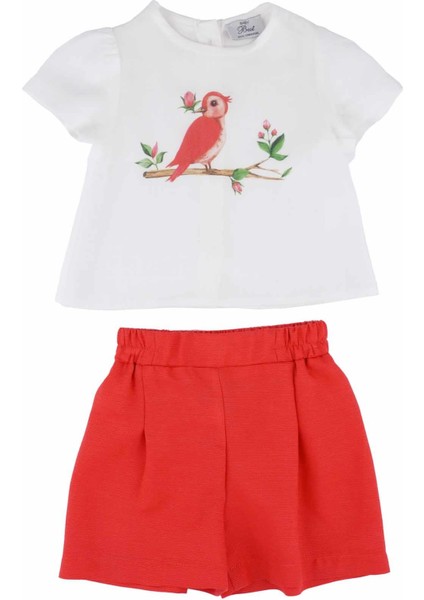 Kız Bebek Kuş Baskılı Şortlu Takım