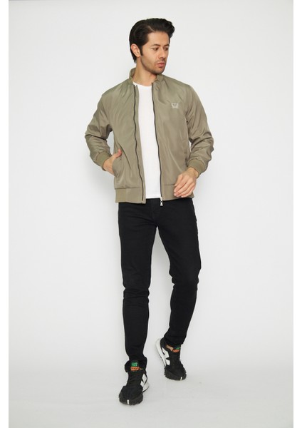 Erkek Soluk Bej Kolları Lastikli Yazlık Mont Ceket