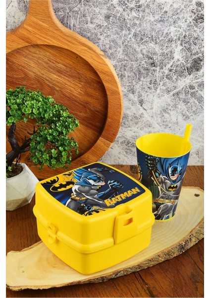 Batman Iki Katlı Beslenme Kutusu+Pipetli Bardak 400 Ml.