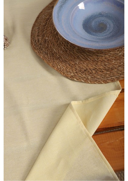 Premium Keten Sarı Püsküllü Runner Masa Örtüsü(45 x 150)