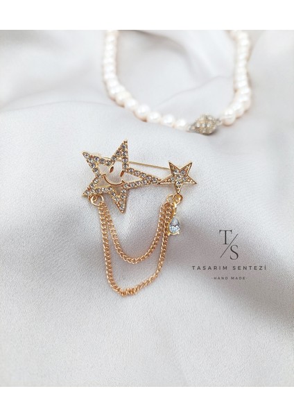 Broş Metal Rozet Taşlı Yaka Kıyafet Şapka Takı Aksesuar Yıldız Gülen Yüz Smile Brooch Rosette