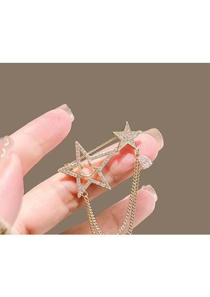 Broş Metal Rozet Taşlı Yaka Kıyafet Şapka Takı Aksesuar Yıldız Gülen Yüz Smile Brooch Rosette