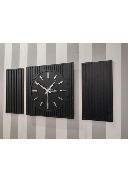 Siyah Time Collection Rayon Black 3 Parça Kare Duvar Saat, (Siyah) fırsatları