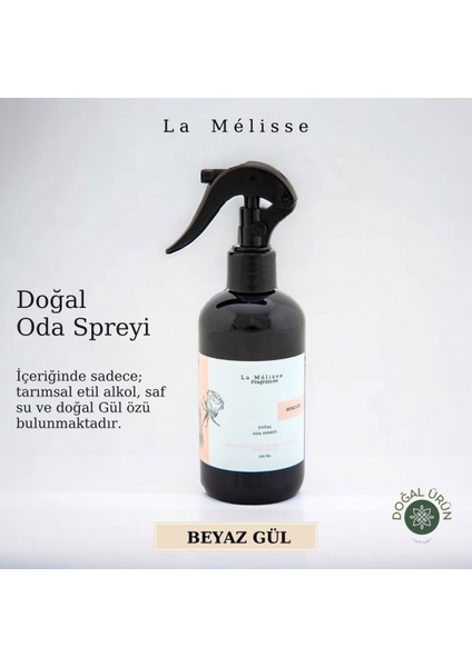 Doğal Beyaz Gül Oda ve Çamaşır Kokusu, Doğal Çiçek özlü, Doğal İçerikli, 250 ml