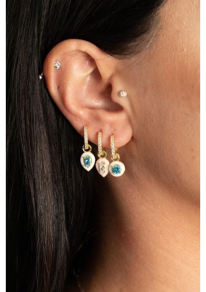 925 Ayar Gümüş Mineli Oval Tasarım Küpe modelleri