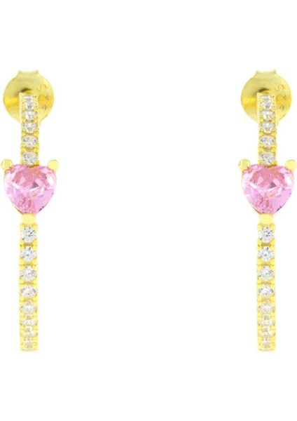 925 Ayar Gümüş Zirkon Taşlı Kalpli Kanca Küpe fiyatları