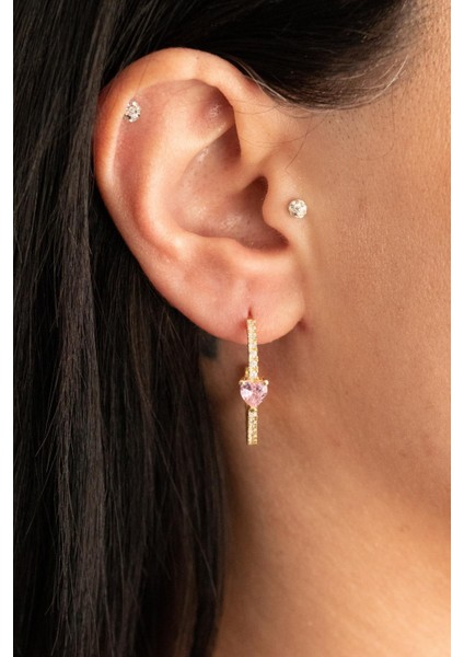 925 Ayar Gümüş Zirkon Taşlı Kalpli Kanca Küpe fırsatları