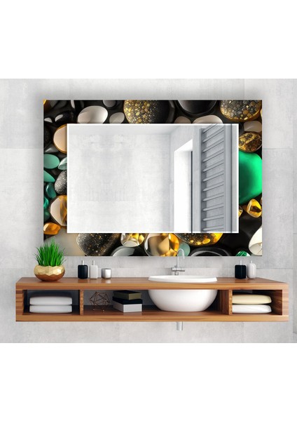 Zen & Spa Taşları Temperli Cam Duvar Aynası
