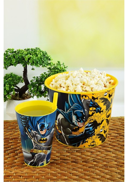 Batman Mısır & Popcorn Kutusu+Pipetli Bardak 400 Ml.