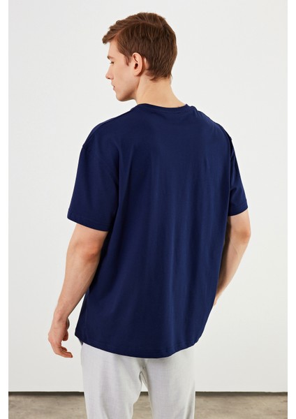Leo Erkek Oversize Tshirt %100 Pamuk Bisiklet Yaka Baskı Detaylı Basic Tişört CMRE85