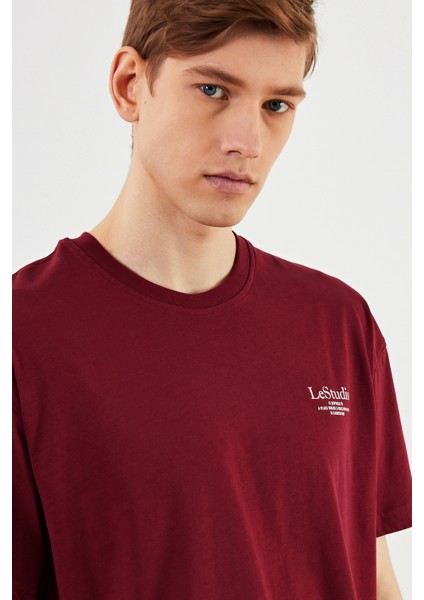 Leo Erkek Oversize Tshirt %100 Pamuk Bisiklet Yaka Baskı Detaylı Basic Tişört CMRE86