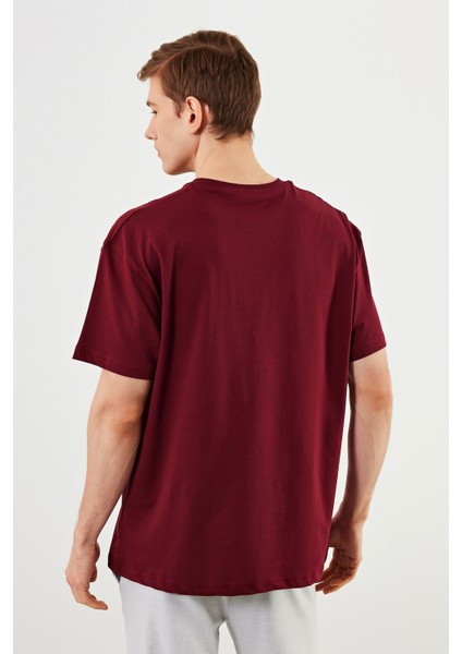 Leo Erkek Oversize Tshirt %100 Pamuk Bisiklet Yaka Baskı Detaylı Basic Tişört CMRE86