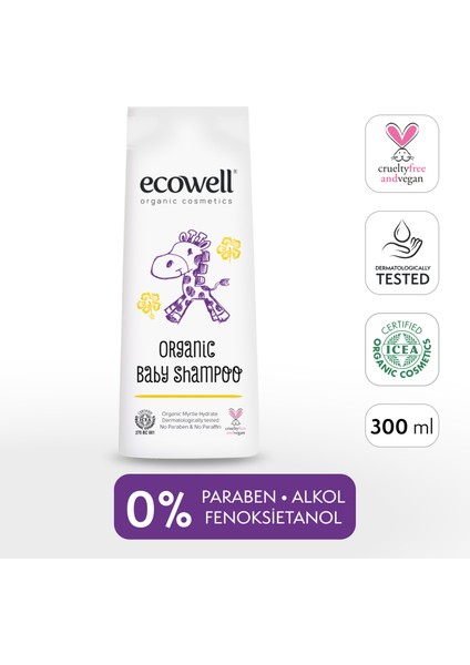 Bebek Saç & Vücut Şampuanı, Organik & Vegan Sertifikalı, Parabensiz, Doğal Konak Önleyici 300 ml