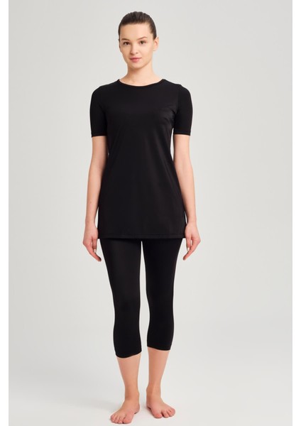 Siyah Yarım Kol Havuz Mayosu