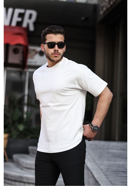 Beyaz Oversize Basic Erkek Tişört