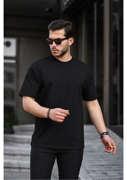 Siyah Oversize Basic Erkek Tişört